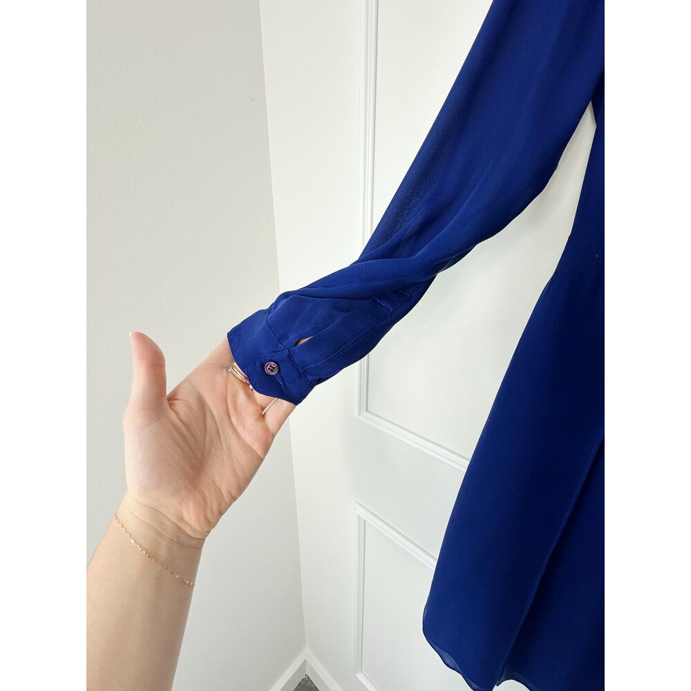 Jenni Kayne Blue Silk Long Sleeve Dress Size M - Picture 7 of 11